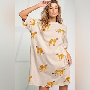 Easel Leopard T Shirt Dress